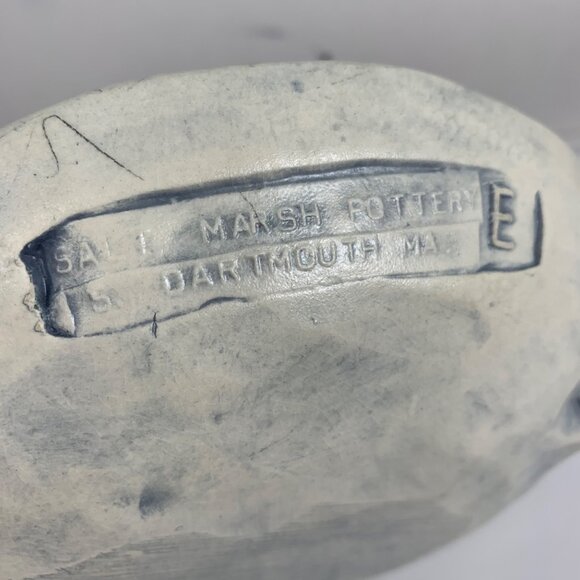 SALT MARSH Pottery Bowl Dish Wall Hanging Flowers Vetch/Jewelweed Signed EUC - Picture 7 of 7